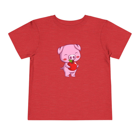 The piggy with the Apple T-shirt for Little Girls